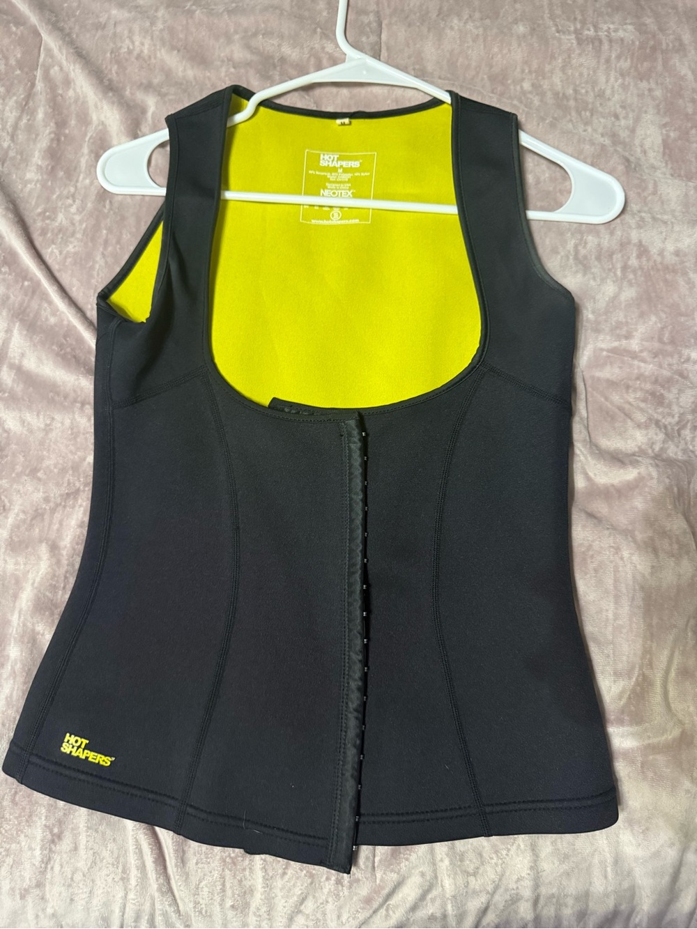 Hot Shapers Neoprene Waist Trainer Vest in Black with Yellow Lining